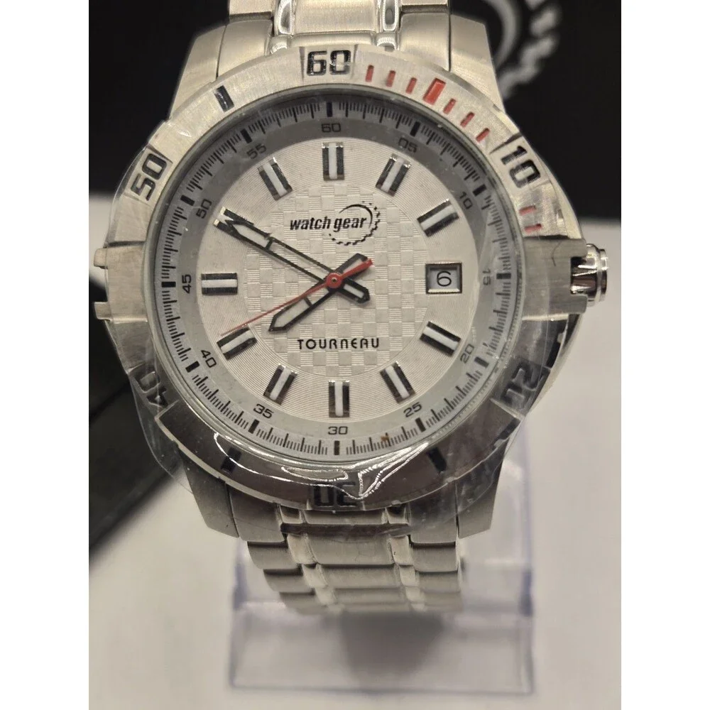 NEW Watchgear By Tourneau Men's 44mm Steel Round White Dial Bracelet Steel Watch
